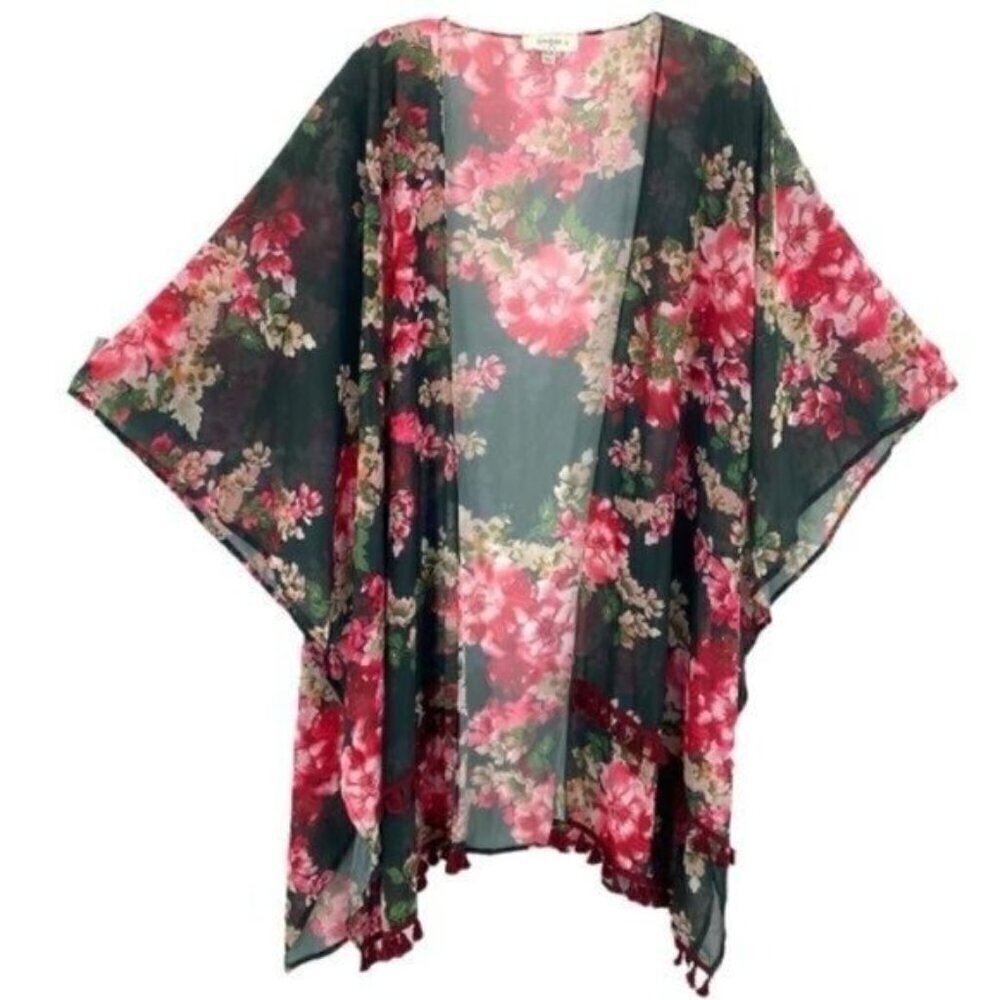 Umgee Floral Boho Tassel Kimono Top - Picture 16 of 16